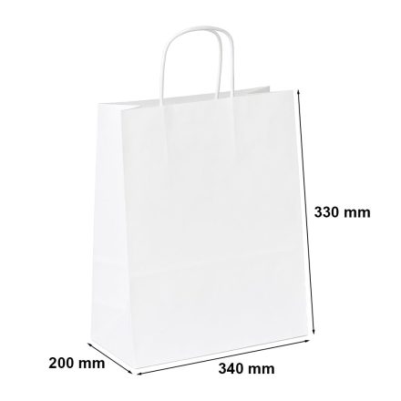 Sac de restauration en papier blanc avec poignées 340x200x330 mm à partir