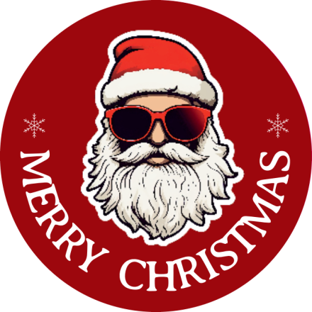 Autocollants de Noël rond rouge avec Santa fi 30 mm 200 pc