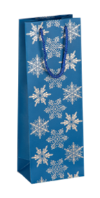 Sac à vin 125x85x360 bleu dans les flocons de neige avec manche à cordes