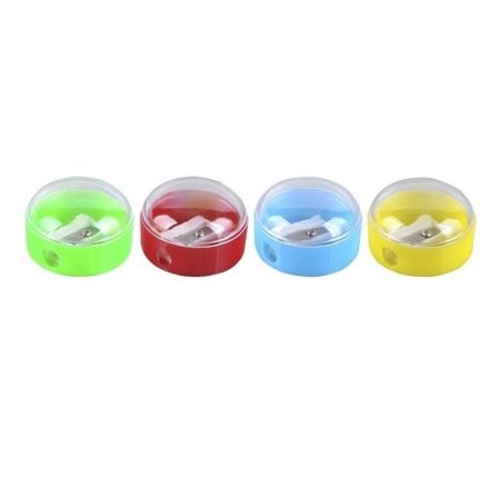 Coupe-crayon ronde en plastique avec mélange de couleurs