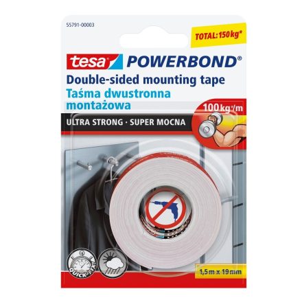 Bande de montage POWERBOND super fort 1,5m 19mm