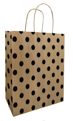 Sac en papier Kraft marron avec points noirs avec poignée 230x120x300