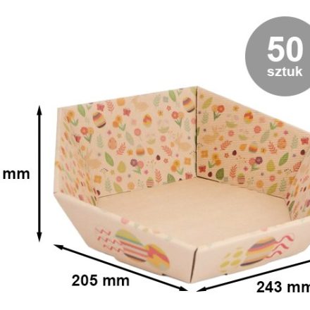 Plateaus de Pâques WIOSNA kraft imprimé 243x205x100 mm - 50 pcs