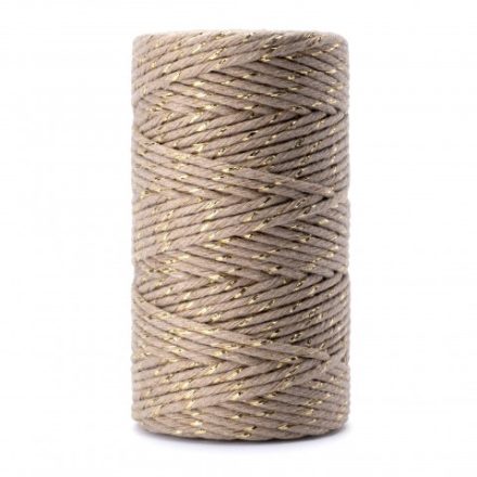 cordon de coton ornementé pour macroma or-naturel 2 mm 100 g 45 m
