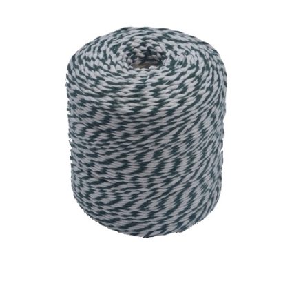 Cordon de coton 2 mm blanc et vert 135 m 250 g sur les bobines à macroma