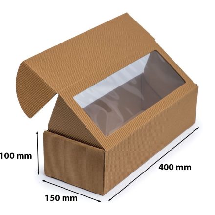 Boîte décorative avec fenêtre EKO Revêtement en carton 400x150x100 mm F427
