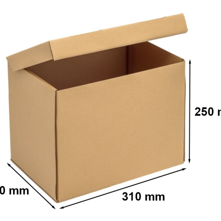 Emballage de coupure A4 310x220x250 mm, boîte brune sans ruban adhésif