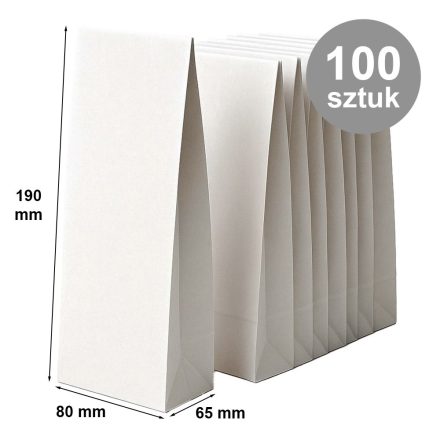 Sacs en papier biologique 80x65x190 mm blanc sans poignées 100 pcs