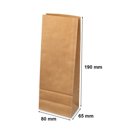 Sacs en papier blocs bruns organiques 80x65x190 mm sans poignée
