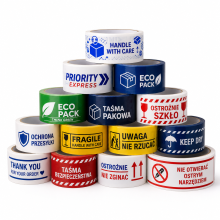 Bandes d'emballage imprimées avec logo Solvent 2 couleurs 360 pc 48 mm x 54 m