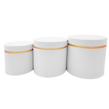 Set de boîtes rondes blanches pour fleurs 3 pcs