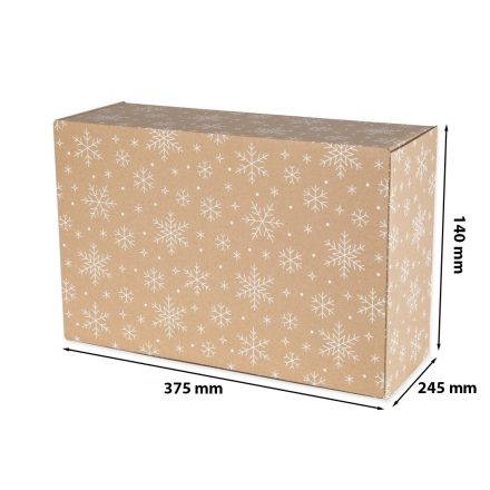 Boîte en carton de Noël F421 375x245x140 mm boules de neige en bronze