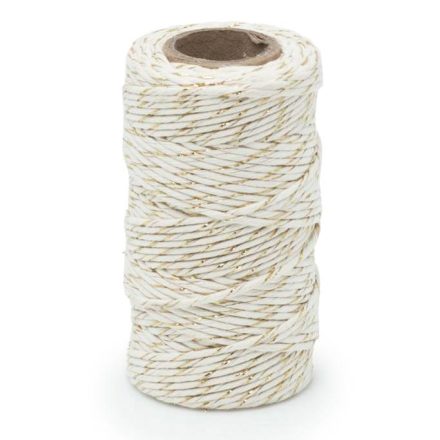 Lien de coton à macroma blanc avec fil d'or 3 mm 100 g Très bien. 40 m