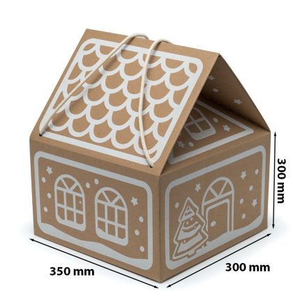 Boîte de Noël Cottage 300x300x350 mm avec cordon