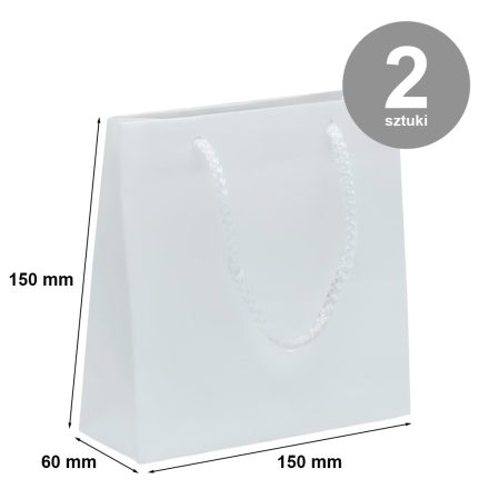 Sac en papier ornement mat 150x60x150 Ruban blanc - Paquet 2 pc