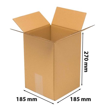 Boîte de rabat d'expédition 185x185x270 mm Onde brune B 360 g/m2