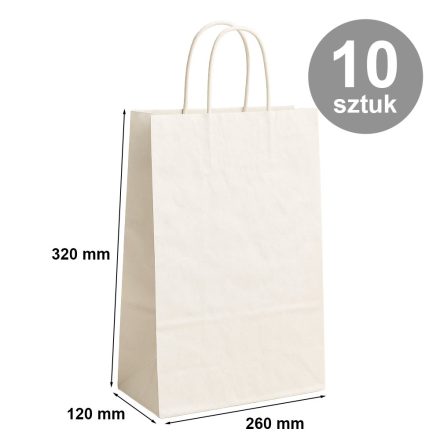 Sacs en papier Kraft 260x120x320 mm blanc pour faire du shopping 10 pcs
