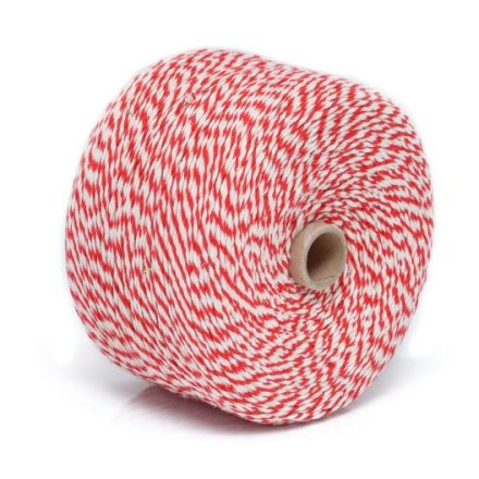 Cordon de coton rouge-blanc 2 mm 1 kg à macroma, bobine