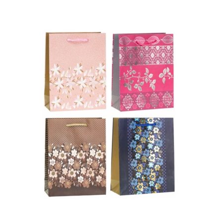 Sac cadeau en papier Lux A5 18x8x23 cm Fleurs de timbres chauds 12 pcs