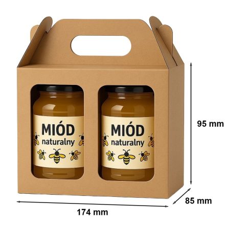 Boîte en carton avec fenêtre 174x85x95mm na 2 pots de miel F217