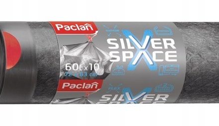 Sacs à corbeilles Silver Space 60 l - sacs gris avec ruban adhésif, 10 pcs
