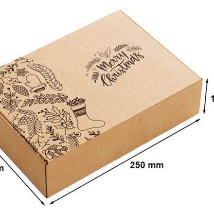 Boîte de Noël en carton 250x200x100mm Joyeux Noël Bronze F427