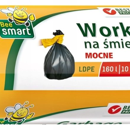 Sacs à ordures robustes Bee Smart LDPE 160L noir 10 articles pour paniers