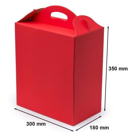 Boîte avec poignée rouge F217 décoratif pour cadeau 300x180x350 mm