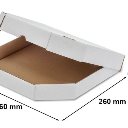 Boîtes blanches pour pizza, boîtes à pizza 260x260x40 mm 430 g/m2