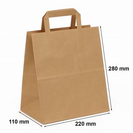 Sacs en papier bio brun avec manche plate 220x110x280 mm