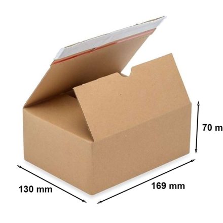 Boîte à découper brune avec bande adhésive 169x130x70mm F703 A6