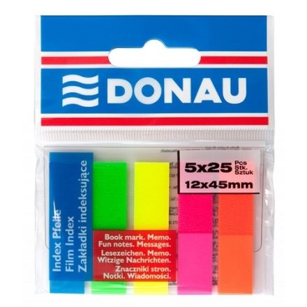 Les signets d'indexation auto-adhésif Donau PP 45x12 mm 5x25 néon