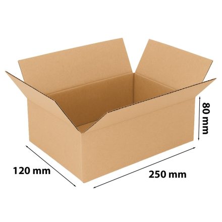 Carton 250x120x80 mm, boîte en carton brun 3-coucher