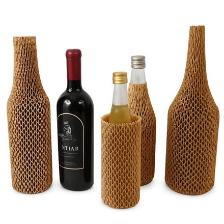 Manchon de protection pour bouteilles de papier en nid d'abeille 45cm marron 70g/m2