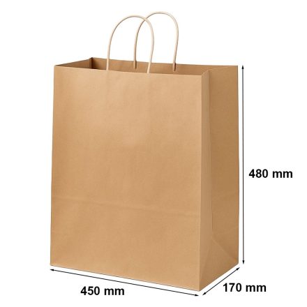 Sac en papier bronze avec poignée torsadée 450x170x480 mm