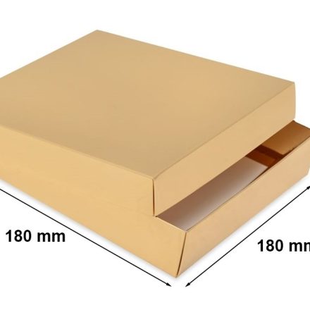 Boîte cadeau décorée en or avec capuchon 180x180x40mm