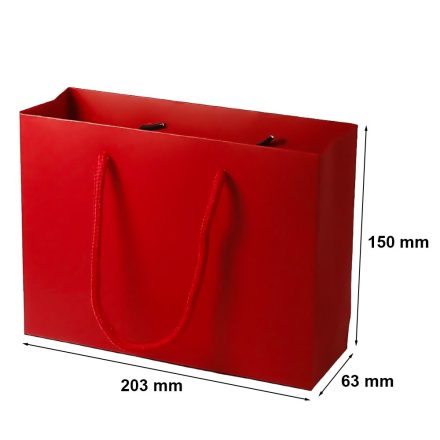 Sac en papier cadeau rouge avec corde 203x63x150 mm A6