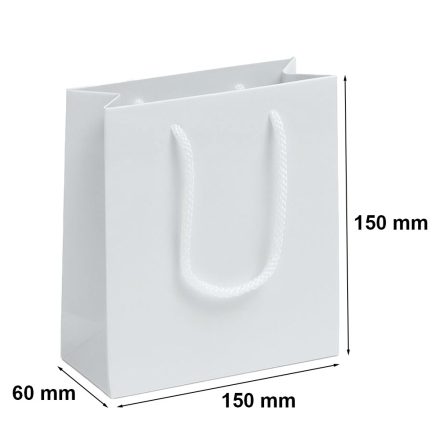 Sac cadeau en papier blanc stratifié avec poignée 150x60x150 mm