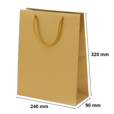 Sac en papier plaqué or 240x90x320 mm cadeau avec poignée
