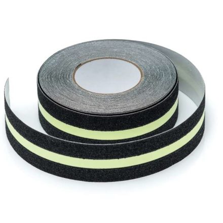 Ceinture à glissement noir 50 mm x 18 m avec bande fluorescente