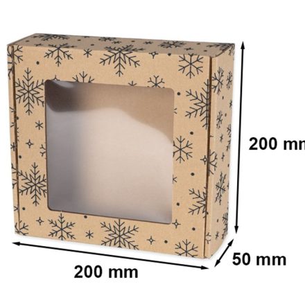Boîte de Noël avec fenêtre 200x200x50mm EKO flocons de neige noirs F427