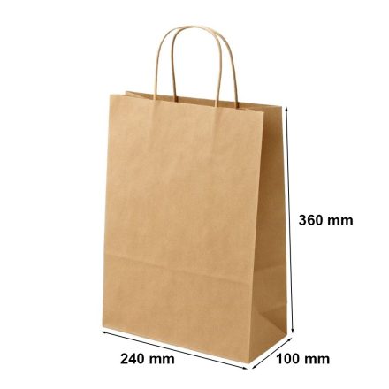 Sacs en papier kraft biologique 240x100x360 mm marron avec poignée