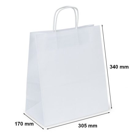 Sac en papier blanc avec poignée 305x170x340 mm 17,5 l