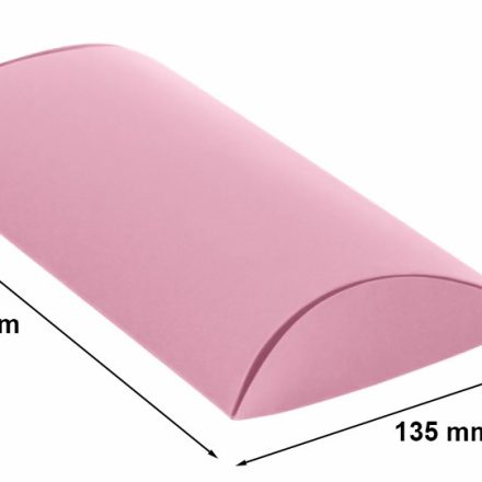 Boîte oreiller décoratif M poudre de carton rose 210x135x40 mm