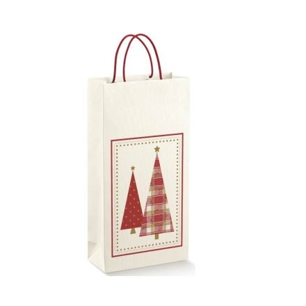 Sac cadeau en papier de Noël pour vin 190x95x380 mm K-432 CH
