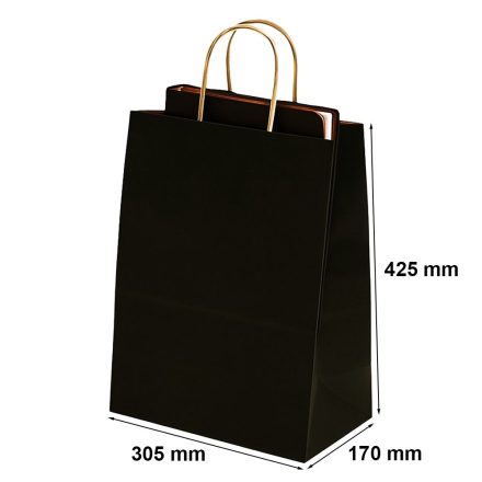 Grand sac cadeau papier ornement noir 305x170x425 mm 23 l