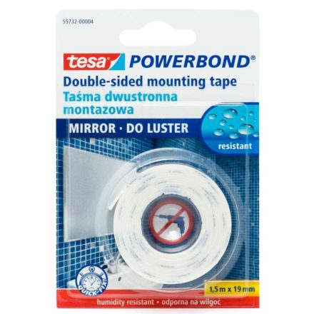 Bande de montage POWERBOND pour les rétroviseurs à double face 19 mm x 1,5 m blanc