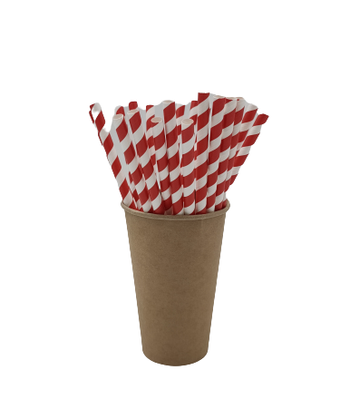 Paille de papier biodégradable en bandes rouges 8x210 mm 250 pcs