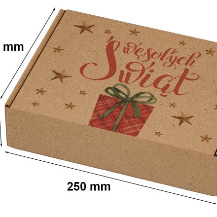 Boîte de Noël en carton avec imprimé 250x200x100 mm Cadeau rouge