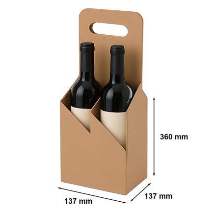 Boîte en carton pour 4 Bouteilles en bronze avec poignée 137x137x360 F717